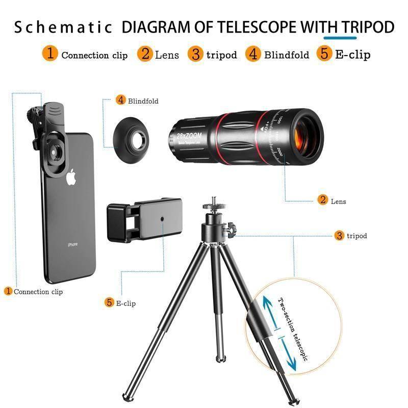 28X Telescope HD Mobile Phone Camera Lens Phone Accessories Ships From : China|Russian Federation 28X Telescope HD Mobile Phone Camera Lens Phone Accessories Ships From : China|Russian Federation