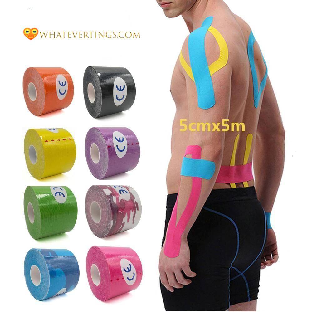 5 Size's Kinesiology Tape Outdoors Color : Pink|Beige|Light blue|Black|Orange|Yellow|Dark blue|Light green|Red|Purple|White|Green Camo|Blue Camo|Pink Camo|Dark Green 