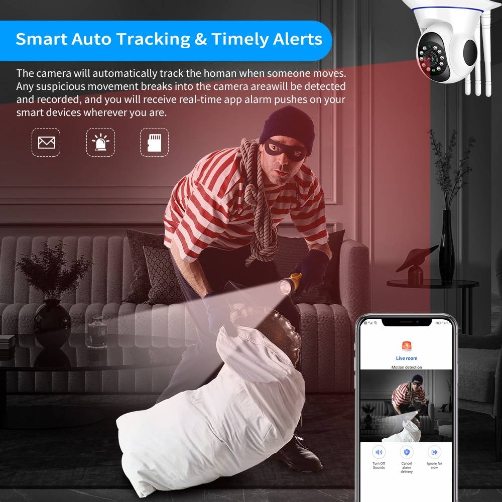 5MP 1080P IP Camera WIFI Wireless Smart Home Security Camera Consumer Electronics Sensor Size : 3MP 32G Card|5MP No Card|3MP 64G Card|5MP 64G Card|2MP No Card|2MP 32G Card|2MP 64G Card|3MP No Card 