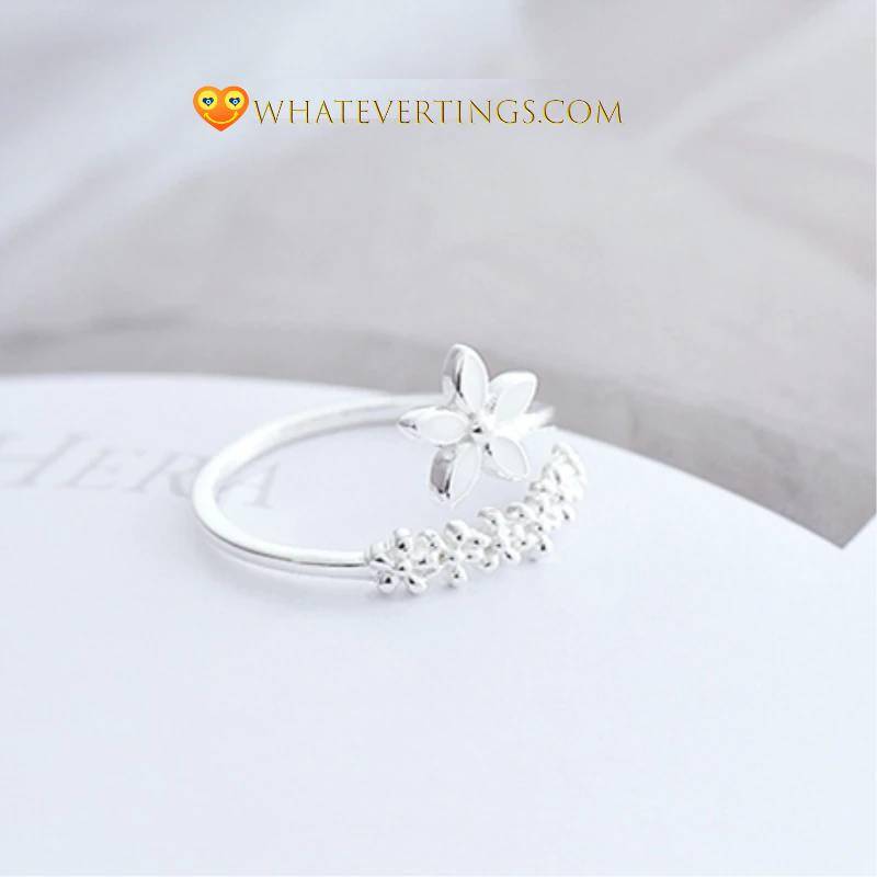 925 Sterling Silver Flower Resizable Opening Rings Rings Women’s Jewelry 925 Sterling Silver Flower Resizable Opening Rings Rings Women's Jewelry