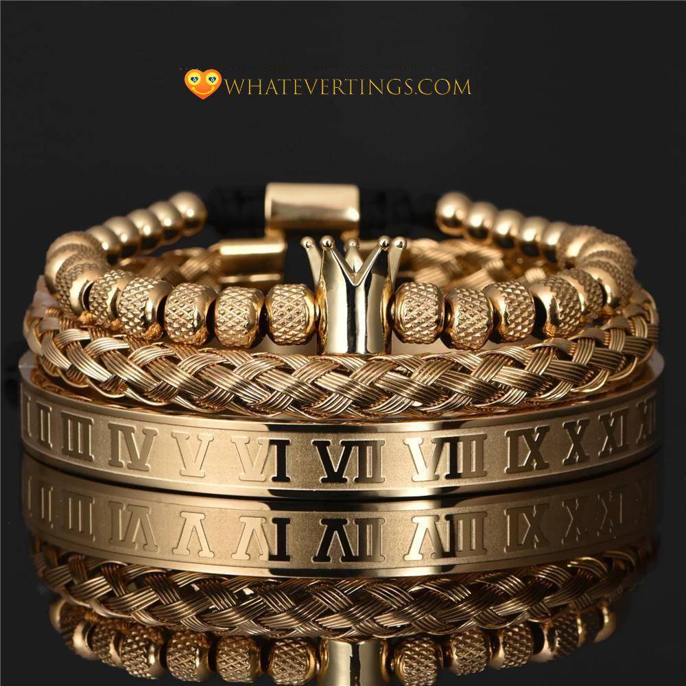 Stainless Steel Adjustable Roman Royal Crown Charm Bracelet Bracelets Metal Color : Silver Set GoldCrown|Black Set Crown|Gold Crown Set|Silver Crown Set Stainless Steel Adjustable Roman Royal Crown Charm Bracelet Bracelets Metal Color : Silver Set GoldCrown|Black Set Crown|Gold Crown Set|Silver Crown Set