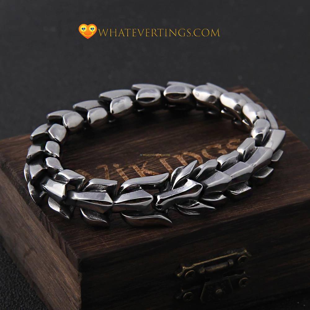 Viking Ouroboros vintage stainless steel Bracelets Women's Jewelry Metal Color : Full Gold|Silver|Mix Gold|Black 
