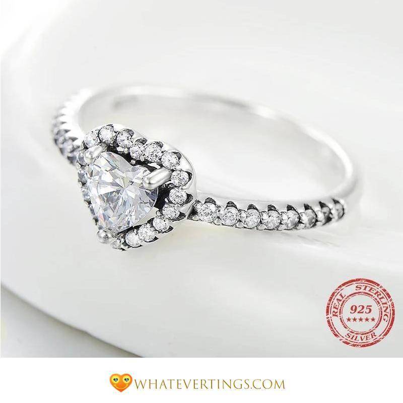 Vintage Heart Clear CZ Finger Ring Rings Ring Size : 5|6|7|8|9 Vintage Heart Clear CZ Finger Ring Rings Ring Size : 5|6|7|8|9