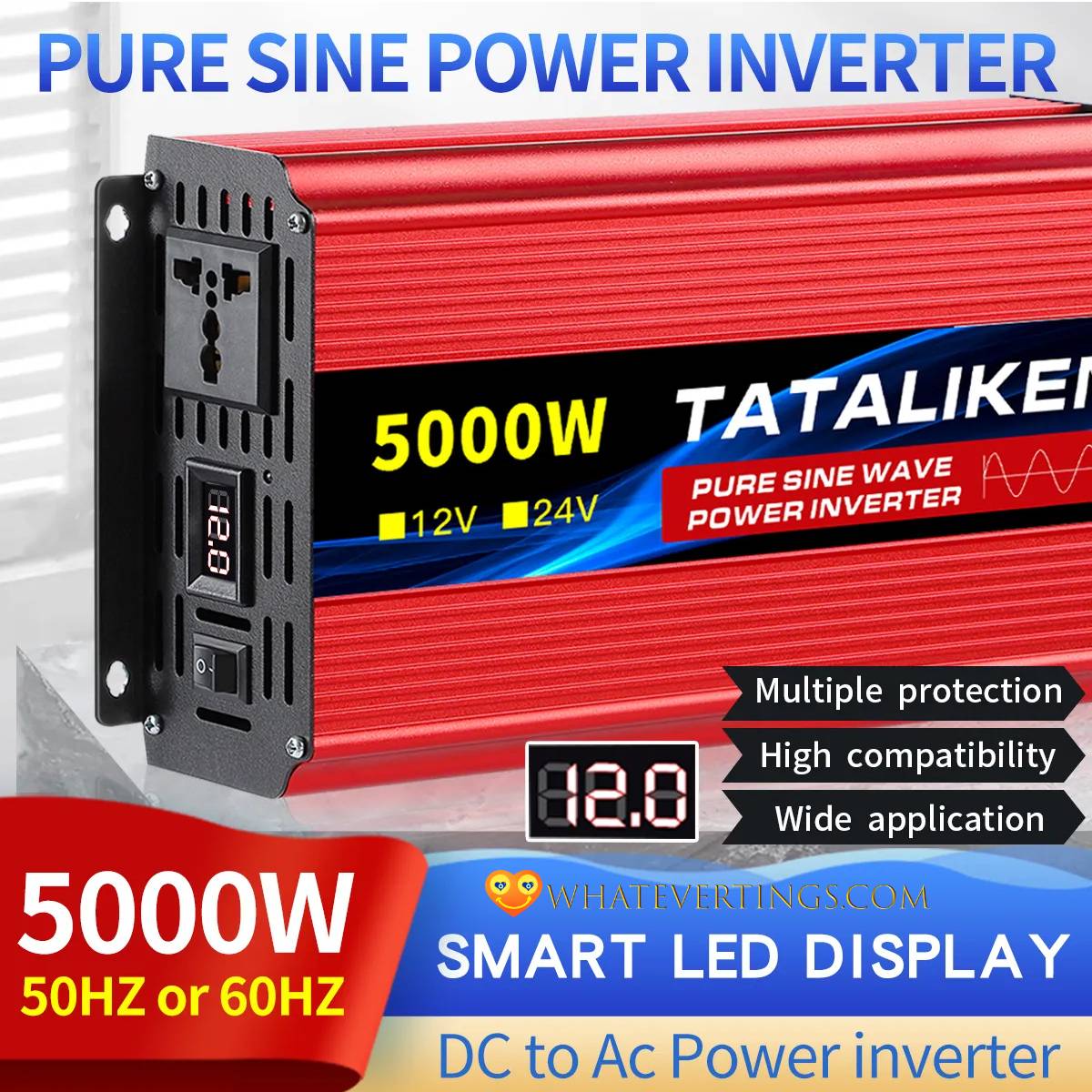 Solar Inverter: Pure Sine Wave, 2500W-5000W, DC12V/24V to AC 220V, LED Display Consumer Electronics Color : 7000W|6000W|1600W|8000W|1000W|3500W|4500W|5000W|10000W|4000W|3000W|2200W Solar Inverter: Pure Sine Wave, 2500W-5000W, DC12V/24V to AC 220V, LED Display Consumer Electronics Color : 7000W|6000W|1600W|8000W|1000W|3500W|4500W|5000W|10000W|4000W|3000W|2200W