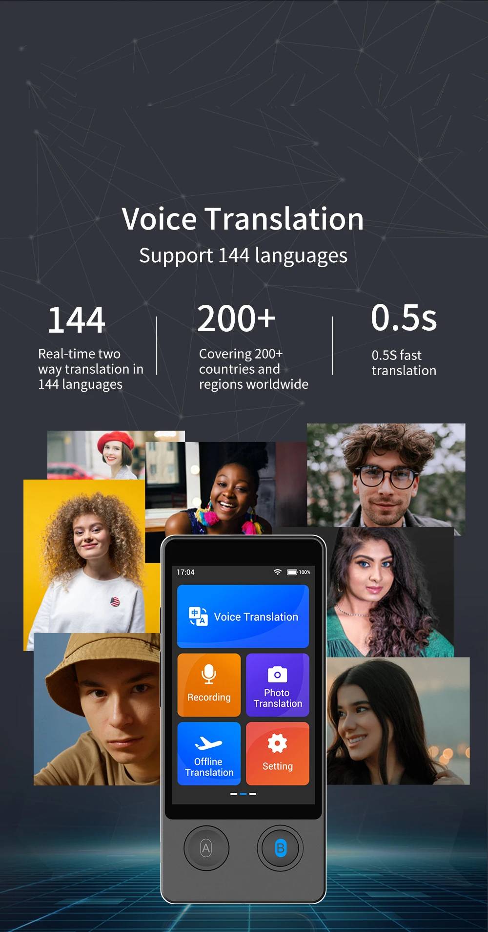 AI Voice Translator Consumer Electronics Color : Black AI Voice Translator Consumer Electronics Color : Black