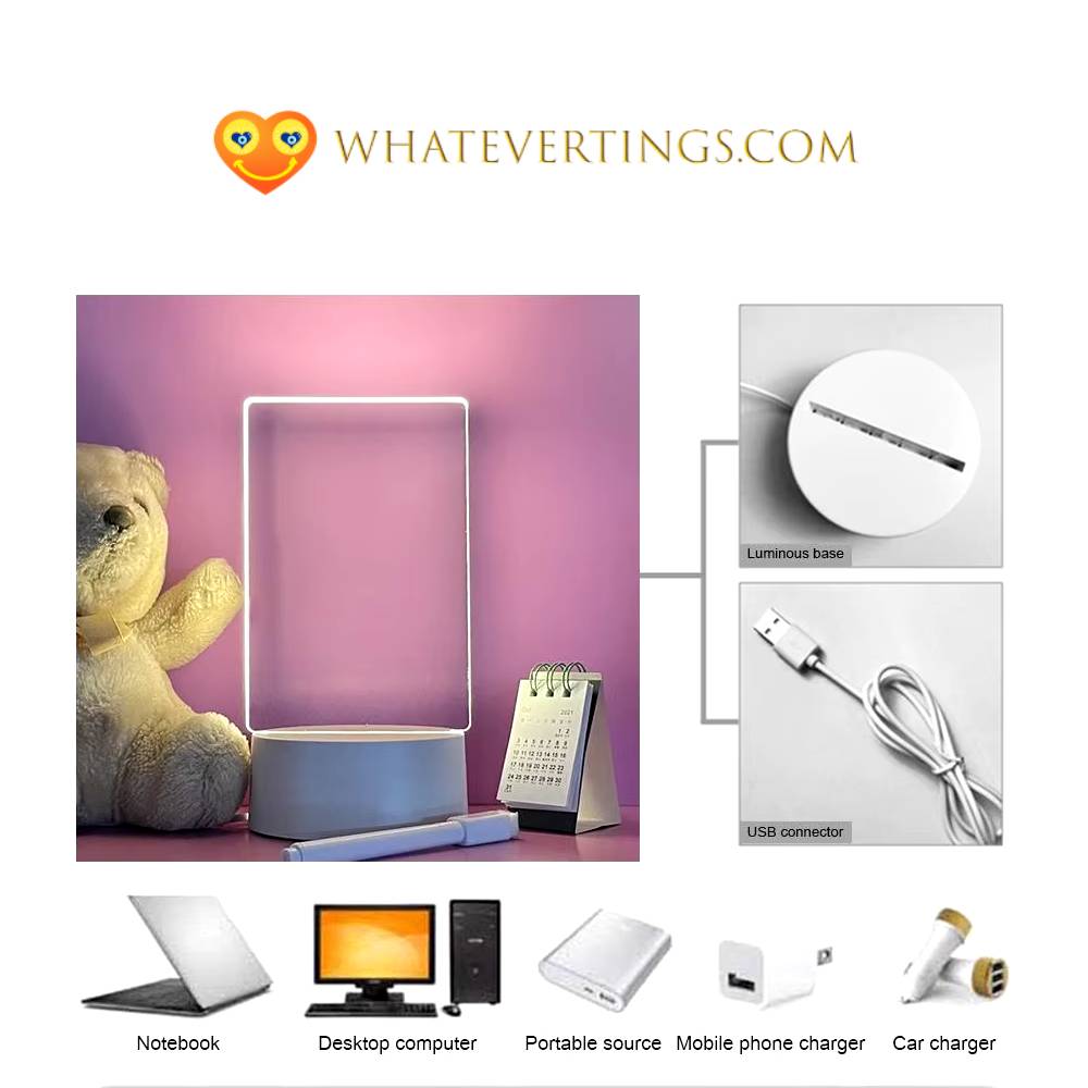 Transparent Luminous LED Night Lights USB Luminous Acrylic Night Light Erasable Write Message Board Calendar Desktop Ornaments Consumer Electronics  