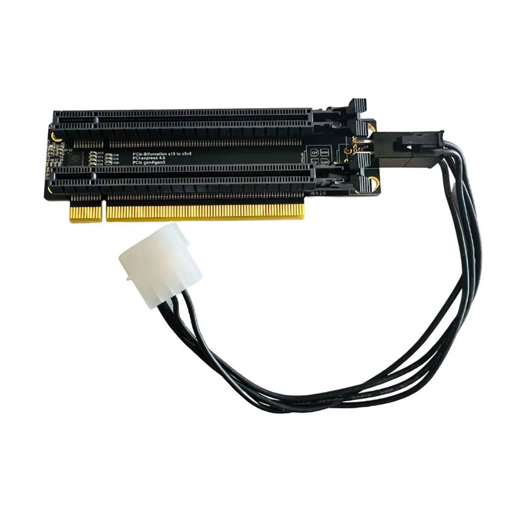 PCI-Express Bifurcation 4.0 3.0 x16 1 to 2 Expansion Card Consumer Electronics Color : SATA Heightened Ver|4Pin|SATA 