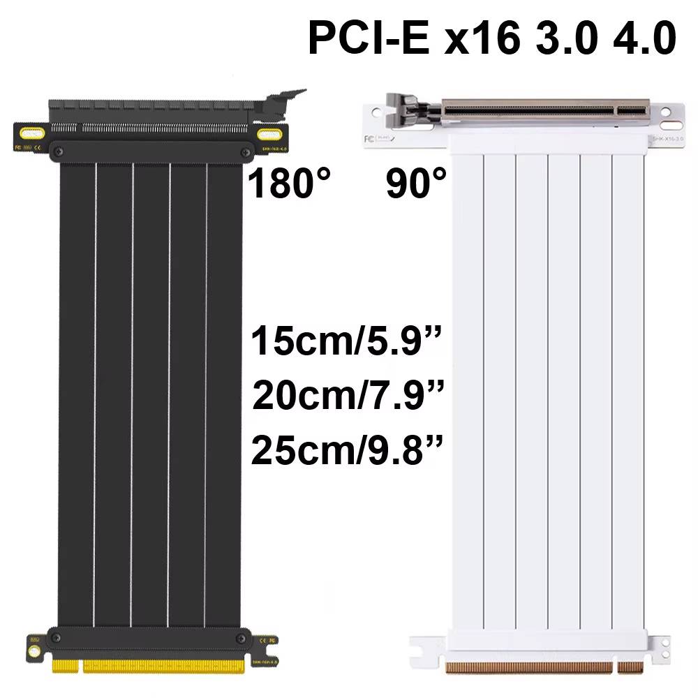 PCIE 4.0 3.0 16X Riser Cable 90/180 Degree Mount Consumer Electronics Color : 180 degree 4.0 White|180 degree 3.0 White|180 degree 4.0 Black|90 degree 3.0 Black|90 degree 3.0 White|Reverse 4.0 White|90 degree 4.0 White|Reverse 4.0 Black|90 degree 4.0 Black|Reverse 3.0 White|Reverse 3.0 Black|180 degree 3.0 Black 