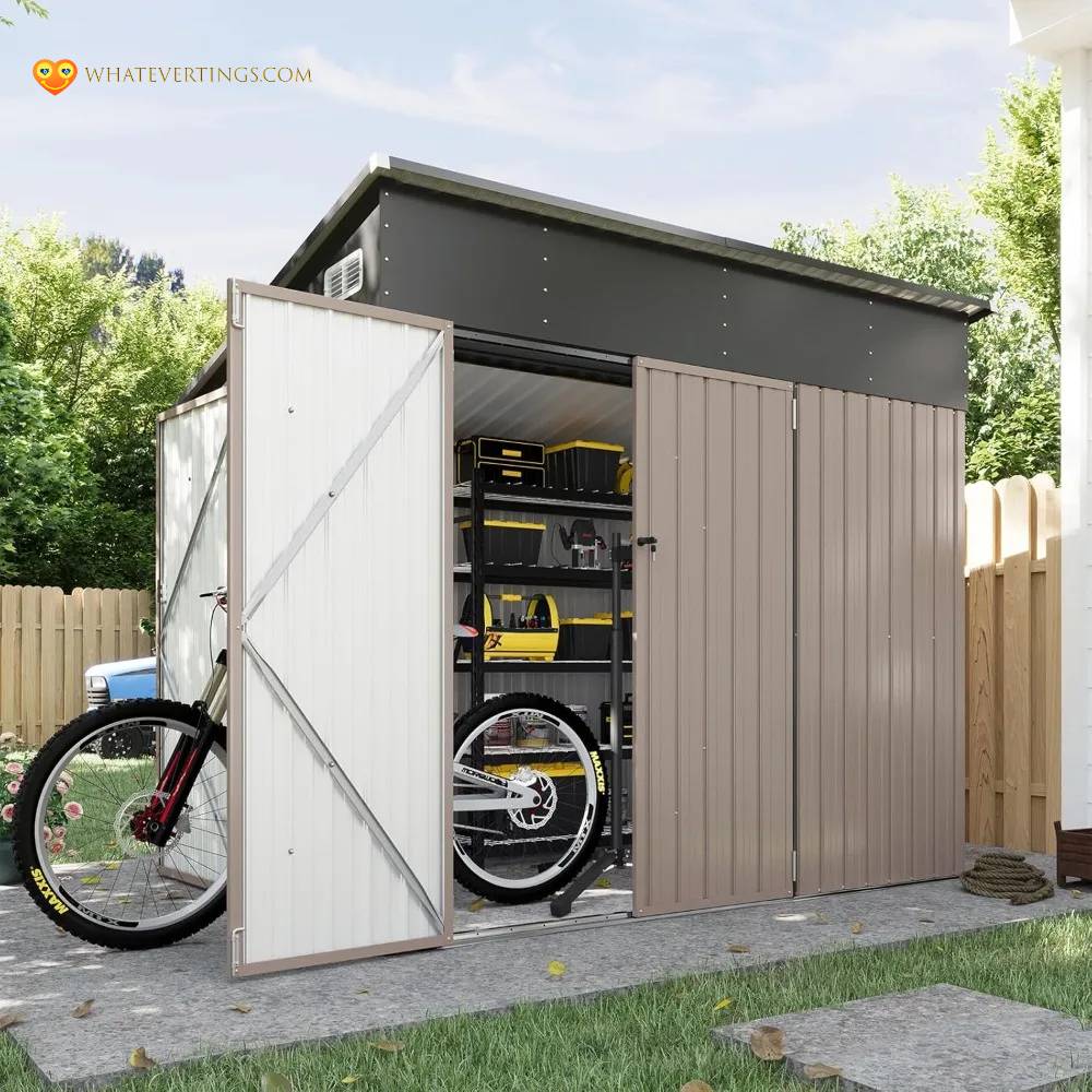 7.5'x5.5' Outdoor Storage Shed with Triple Lockable Doors Outdoors Ships From : United States 